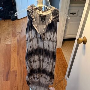 Teeze Me Monochrome Tie-Dye Button-Up Dress